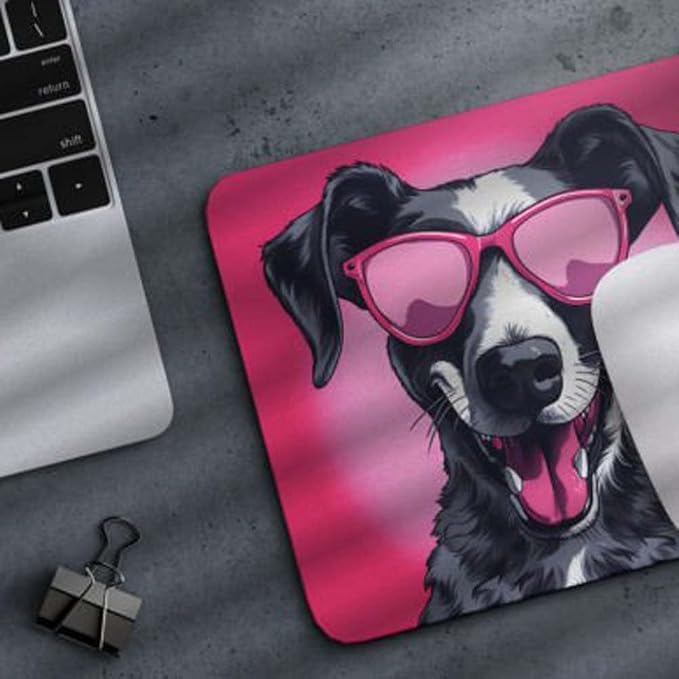 Pink Mousepad Glamour Dog Great Dane Mouse Pad for Home Office Gaming Working Desk Computer Desktop Accessories Non-Slip Rubber Mousepad for Dog Lovers