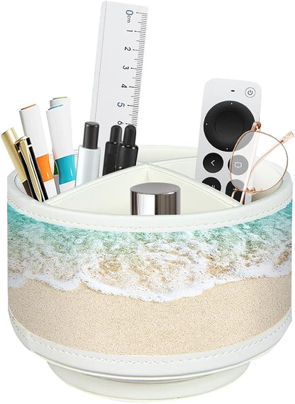 TV Remote Control Holder for Table, 360 Swivel Pen Holder for Desk Organizers and Accessories, Nightstand Organizer Caddy for Media Controllers/Office Supplies, Bedside Decorations for Living Room