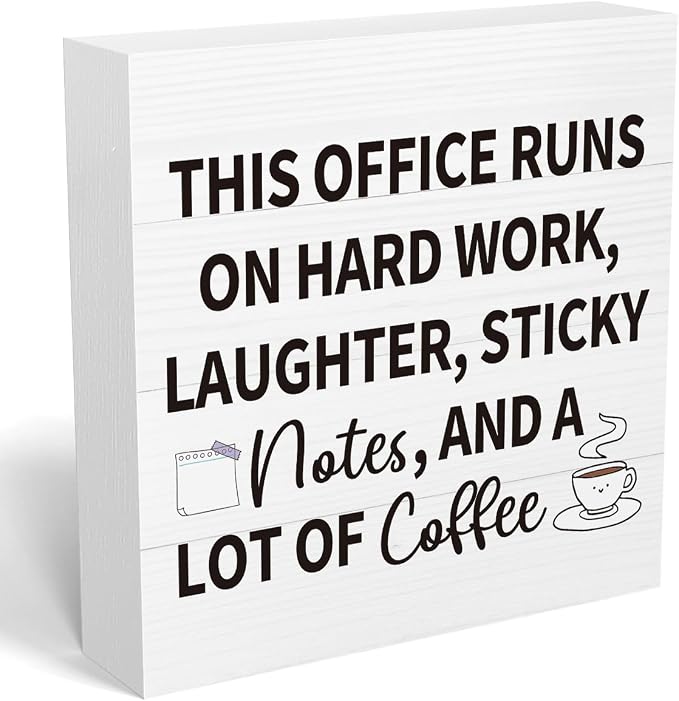 mmiishe Motivational Gifts for Women Funny Office Decorations for Work | Desk Decor for Coworkers Leader Women Cubicle Accessories for Office Meeting Rooms Wooden Box Sign for Birthday 5 x 5 Inches