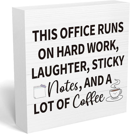 mmiishe Motivational Gifts for Women Funny Office Decorations for Work | Desk Decor for Coworkers Leader Women Cubicle Accessories for Office Meeting Rooms Wooden Box Sign for Birthday 5 x 5 Inches
