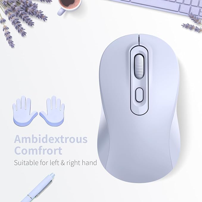 Wireless Mouse, 2026 New Model, Silent Click Ergonomic Design, Portable, 4 Buttons, Adjustable DPI (800/1200/1600), for Laptop/PC/Office (Violet)