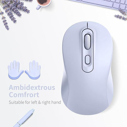 Wireless Mouse, 2026 New Model, Silent Click Ergonomic Design, Portable, 4 Buttons, Adjustable DPI (800/1200/1600), for Laptop/PC/Office (Violet)