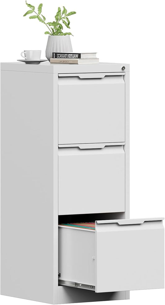 3 Drawer File Cabinet with Lock, Filing Cabinets for Home Office | Lockable File Cabinet, Metal File Cabinet, Heavy Duty File Storage Cabinet for Letter/Legal/A4/F4 Size, Assembly Require