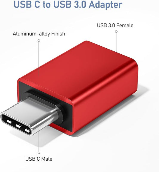 Basesailor USB C to USB Adapter 3Pack,Type C Thunderbolt 4 Converter,USBC Male to USBA 3.0 Female OTG Connector for Ford Mustang Mach-E,Tesla Model 3/Y,Samsung S25 S26,MacBook Pro Air,Camera,iPhone 17