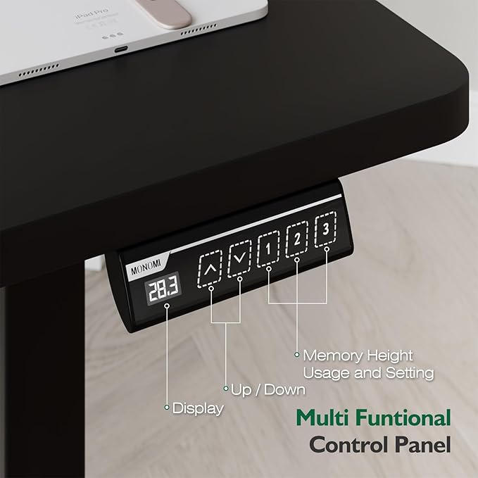 Monomi Electric Standing Desk 55x24 Inches, Height Adjustable Sit Stand Up Computer Desk for Home Office, Ergonomic Workstation with 178LBS Load Capacity & Quiet Motor, Two-Piece Desktop, Black