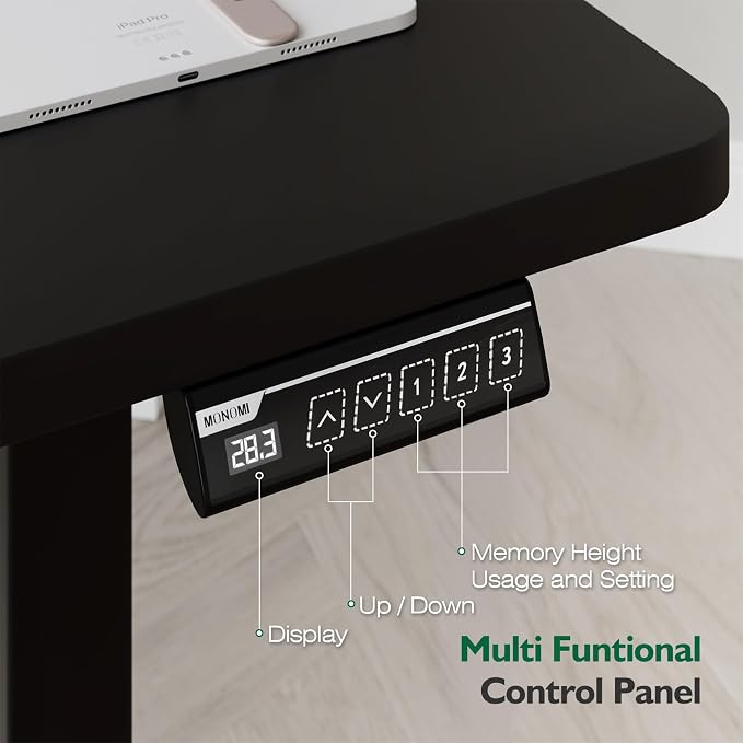 Monomi 59 inch Electric Standing Desk with Memory Preset, Adjustable Height Standing Desk for Home Office & Gaming, Large Computer Desk with Anti-Collision, Black