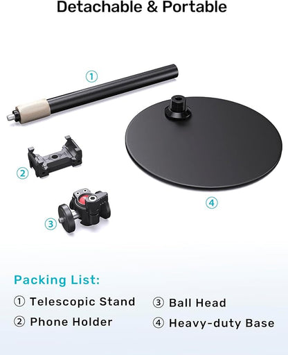 Webcam Stand for Desk, Raise Height Desktop Stand with Adjustment for Logitech Webcam C920 C922 BRIO, 360°Rotatable Ballhead Desktop Tripod for Live Streaming/Video Calling with 1/4" Thread