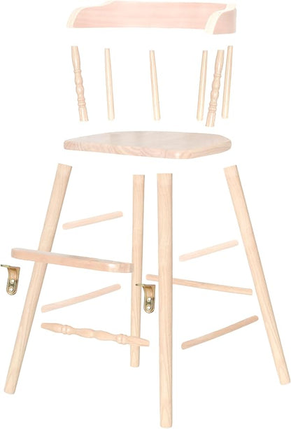 Sargent's Sons Amish Style Wooden Youth Chair, Desk Chair, Youth Dinning Chair with Step & Arms (Natural DIY You Finish)