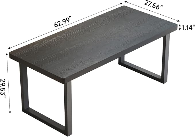 63in Solid Wood Computer Desk with Sturdy Metal Base - Stylish & Durable Black Office/Study Desk | Multiple Sizes for Home Office Workspace & Study Area