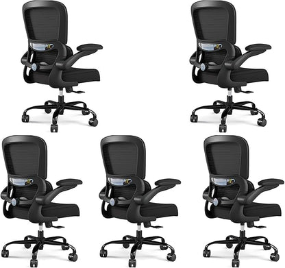 TRALT Office Chair - Ergonomic Desk Chair with Adjustable Lumbar Support, Mesh Computer Chair, Executive Chairs for Home Office Comfortable Lumbar Support Black Pack of 5