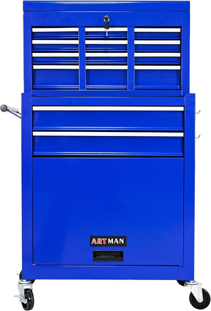 RYH 8 Drawers Rolling Tool Chest & Tool Box on Wheels | Heavy Duty Metal Cart with Ball Bearing Drawers | Fits US General Tool Box for Garage Storage (Blue, 8 Drawers /43.1" H × 24.2" W)