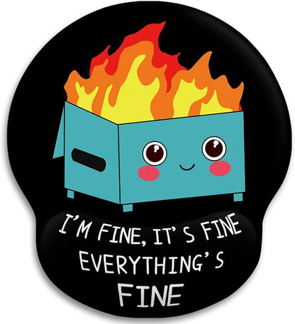 Ergonomic Mouse Pad with Wrist Rest Dumpster on Fire Gaming Mousepad Funny | Wrist Support Pain Relief, Cute, Office Desk Accessories, Work, Home, Non-Slip PU Base, for Wireless Mouse Computer Laptop