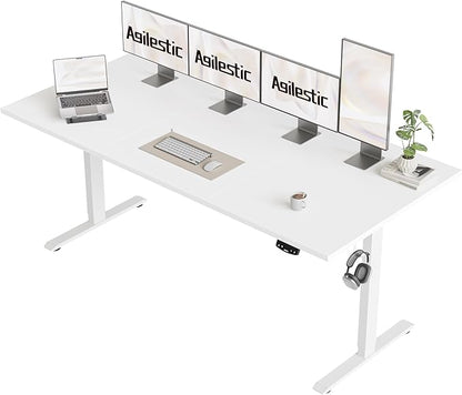 Agilestic Electric Standing Desk, 71 x 31.5 Inches Height Adjustable Desk, Sit Stand up for Work Office Home, Ergonomic Rising Computer Table with Memory Preset, White