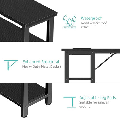 Lufeiya Small L Shaped Desk with Power Outlet Shelves, 40 Inch Corner Computer Desk for Small Space Home Office, L-Shaped Gaming Desk PC Desks with Charging Station, Black