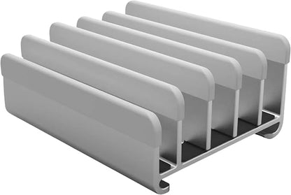 Elestoria 5-Slot Vertical Laptop Stand - Aluminum Laptop Stand Vertical for Desk -Laptop Holder with Adjustable Width (12-38mm) Compatible with MacBook Pro/Air & Gaming Laptops up to 17.3"-Grey