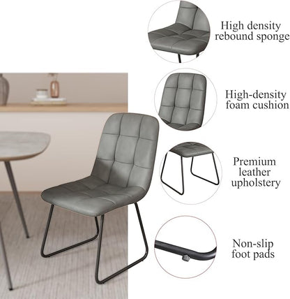 HIPIHOM 47''Dining Table Set for 4,Modern Wood Dining Table,Leather Dining Chairs 4,Table and Chairs Set of 4,Ideal for Kitchen Dining Room (Gray Table + 4 U-Shaped Gray Chairs, 47.2")