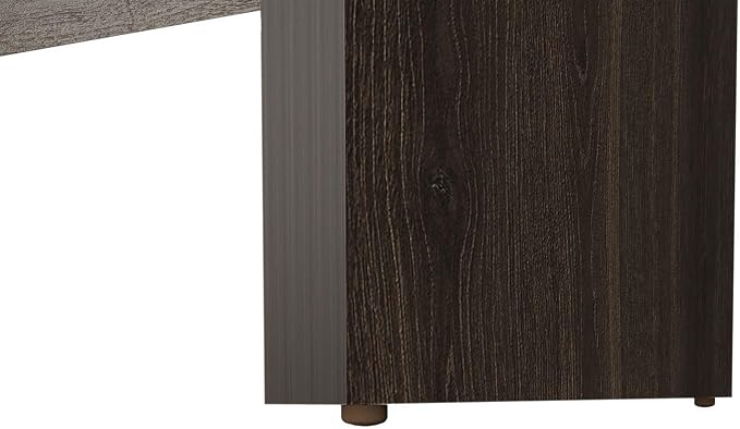 Minimalist Home Office Desk with Cable Management - Dark Walnut Finish