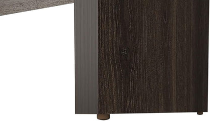 Minimalist Home Office Desk with Cable Management - Dark Walnut Finish