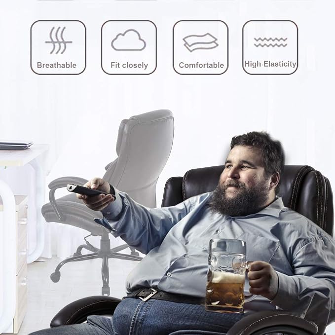 Big and Tall Office Chair 500lbs Wide Seat Ergonomic Desk Chair Task High Back Executive Chair Rolling Swivel PU Computer Chair with Lumbar Support Armrest Adjustable Chair for Heavy People, Brown