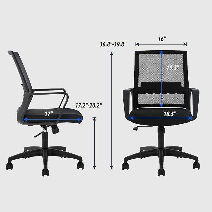 BestOffice Desk Chair for Office which is Ergonomically Made with Cushion, Armrest & Lumbar Support, Nylon (Black)