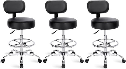 SUPERJARE Drafting Chair with Back, Set of 3, Swivel Barstools, Adjustable Height Rolling Stool with Footrest, Standing Desk Chair for Counter Height Desk, Shop, Home & Kitchen, Clinic & Studio, Black