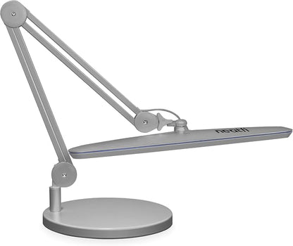 Neatfi XL 24W LED Desk Lamp – 2,200 Lumens | 23” Wide Shade | Dimmable Eye-Caring Task Light | Adjustable Arm | Office, Study, Crafting & Nail Techs (Silver, Non-CCT with Base)