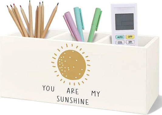 You Are My Sunshine Wooden Pen Pencil Holder for Desk, Boho Sunshine Nursery Wood Makeup Brush Toothbrush Holder Organizer for Toddler Kids Room Bedroom Playroom Nursery Classroom