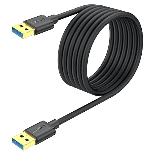 SUNGUY USB to USB Cable 10FT, USB 3.0 Type A Male to Type A Male Cable Data Transfer up to 5Gbps Compatible with Printers, Modems, Hard Drives, Monitor, Camera, Wacom, DVD, Hub