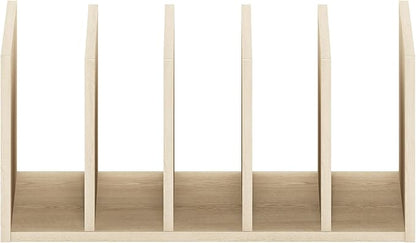 Furinno HERMITE Desk File Folder Organizers, 5-Space Vertical Desktop Office Organization Racks, Desk Top Display Book Shelf, for Paper, Office Supplies, Magazine, Bauhaus Oak