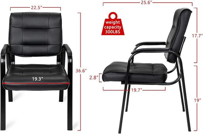 SUPER DEAL Office Guest Chair Bonded Leather Executive Side Chair Reception Chair with Solid Metal Frame Home Office Furniture