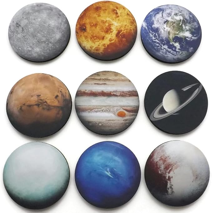 Solar System Gift Set of 9 Coasters 3.5 Inch Planets Space Science Home Decor Teacher Housewarming
