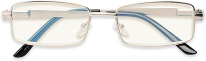 Readers Readers.com Reading Glasses: The Dash Blue Light, Metal rectangle Style for Men and Women