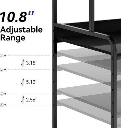 Warmiehomy Extra Tall & Large Printer Stand, 24" x 24"x 46'' Height 4 Tier Metal Printer Table for Home Office, Printer Stand with Adjustable Storage Shelf, Rolling Cart for 3D Laser Printer (Black)