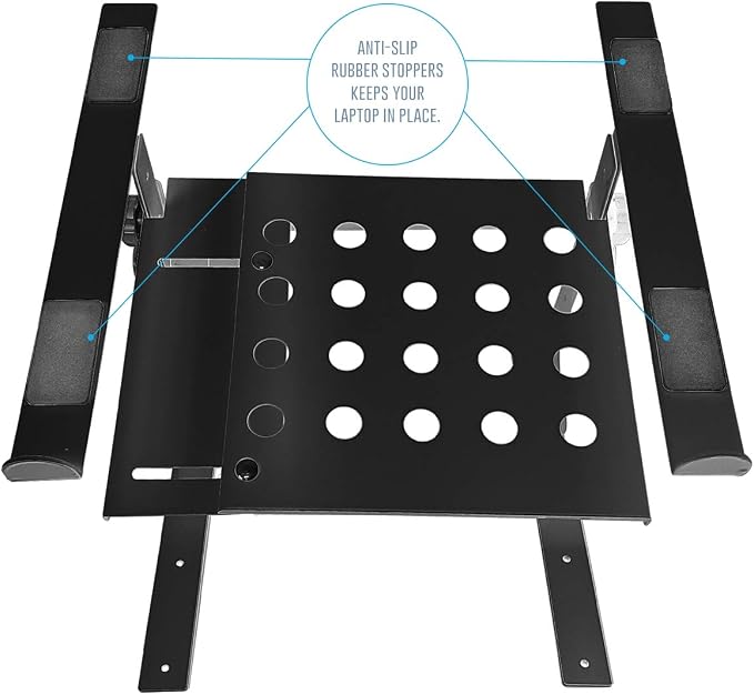 AxcessAbles Two-Tier Adjustable DJ Stand with Clamps | for DJ Controllers, Music Mixers, Laptops up to 20lbs.| DJ Controller Stand Compatible with DDJ-REV1, DDJ-FLX4 (LTS-03 Black)