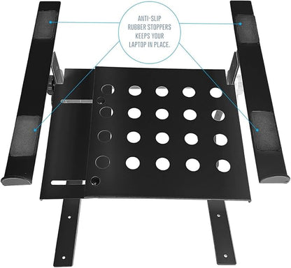 AxcessAbles Two-Tier Adjustable DJ Stand with Clamps | for DJ Controllers, Music Mixers, Laptops up to 20lbs.| DJ Controller Stand Compatible with DDJ-REV1, DDJ-FLX4 (LTS-03 Black)