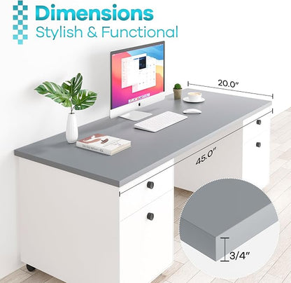 Kaboon Universal Tabletop 45"x20", Solid One-Piece Melamine Table Top, Double Desk L-Desk DIY, Home and Office,Grey