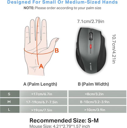 E-YOOSO Wireless Mouse for Laptop, Silent Portable Computer Mouse with 6 Buttons, 4800 DPI, 18 Months Battery Life, 2.4GHz Quiet Optical USB Mouse for PC Chromebook Windows Mac