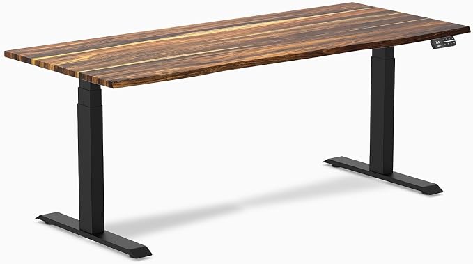 Desky Dual Hardwood Sit Stand Desk - 80x30 Electric Standing Desk - Dual Motor, 3 Stage Adjustable Height Desk - Solid Wood Standing Desk - Whole-Piece Top in Walnut Wood