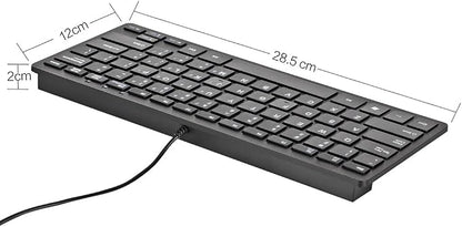 iKKEGOL USB Mini Slim Wired 78 Key Small Super Thin Compact Keyboard for Desktop Laptop PC Win 7 Mac (Black)