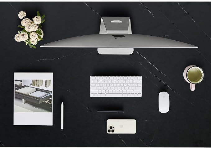 Kaboon 48x30 inches Tabletop, Solid One-Piece Desktop for Sit Stand Desk, Double Desks, L Desk DIY,Wood Countertop Home or Commercial Use,1 inch Thick, Could Atlas/Black Marble, 30" D x 47.25" W