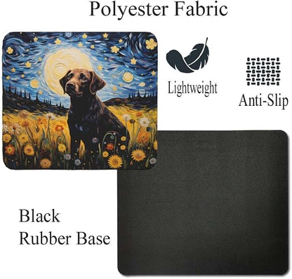 Tubbie Prints Starry Night Dog Mouse Pad for Computer Laptop Home Office Gaming Working Desk Desktop Accessories Non-Slip Rubber Mouse Pad for Dog Lovers (Labrador)