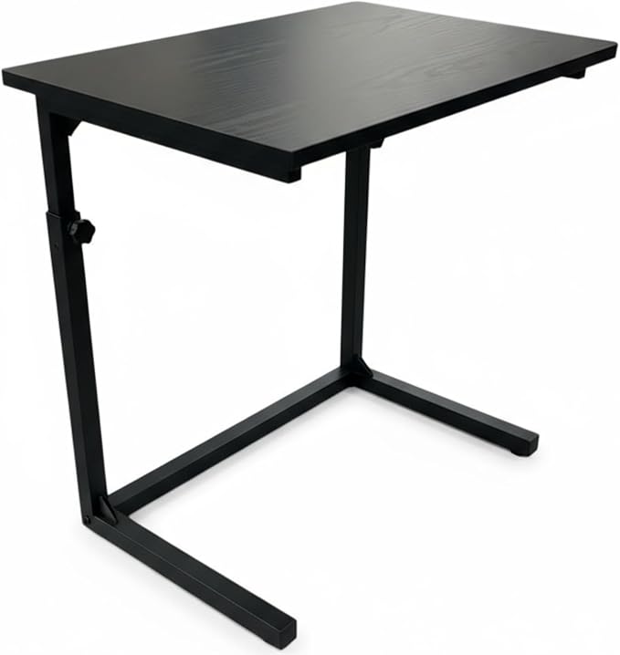 Height Adjustable C-Shaped Sofa Side Table, Laptop Table for Couch & Bed, Black