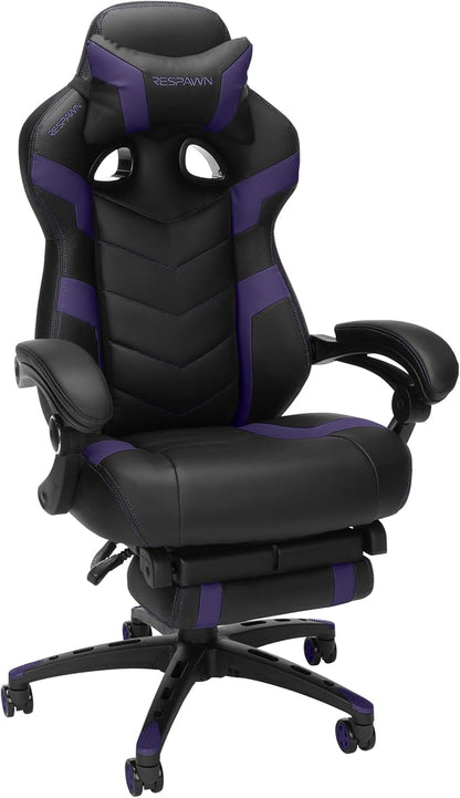 Respawn 110 Pro Ergonomic Gaming Chair with Footrest for Adults - Comfortable Office Gaming Recliner with Lumbar Support and Headrest, Racing Style Video Game Chairs for Computer Gamer - Purple