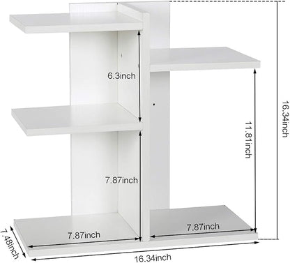 PAG Wood Desktop Shelf Small Bookshelf Desk Supplies Organizers and Accessories Storage Display Rack Office Decor for Women, White