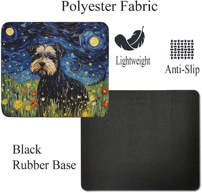 Starry Night Dog Mouse Pad for Home Office Gaming Working Desk Computer Desktop Accessories Non-Slip Rubber Mouse Pad for Dog Lovers (Miniature Schnauzer)
