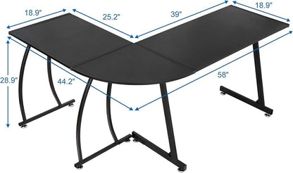 ZenStyle L-Shape 58.1in Corner Computer Desk Home Office PC Laptop Table Multipurpose Gaming Workstation with Solid Steel Frame/Waterproof Desktop
