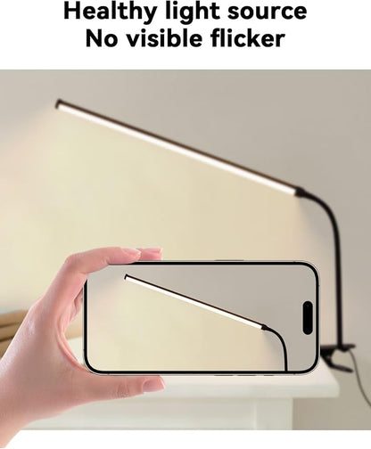 2 Pack LED Desk Lamp with Clamp, Dimmable Clip on Light for College Dorm Room, Eye-Friendly Reading Study Lamp for Students, Flexible Gooseneck Bedside Light, Home Office Desk Lights Bedroom