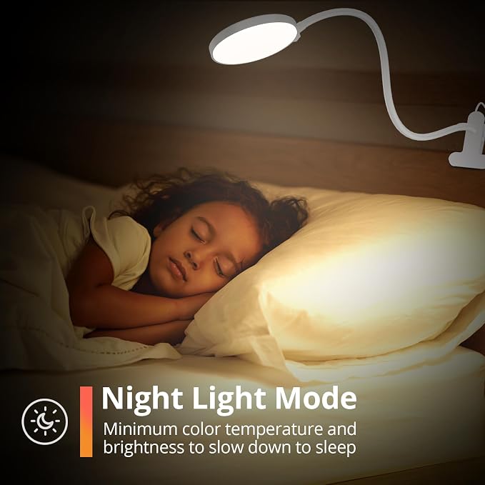 iFalarila Reading Light with Remote, LED Desk Lamp Clip on [1H Timer & Nightlight] RA>95 Dimmable Flexible Gooseneck, Reading Lamp with Clamp for Table - 4.7'' (Adapter Included)