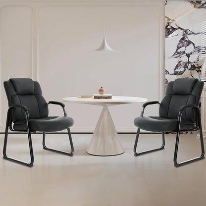 CLATINA Big & Tall 500 lb. Guest Chair, Leather Reception Chairs with Sled Base and Padded Arm Rest for Waiting Room Office Home and Meeting Conference-Black (6 Pack)