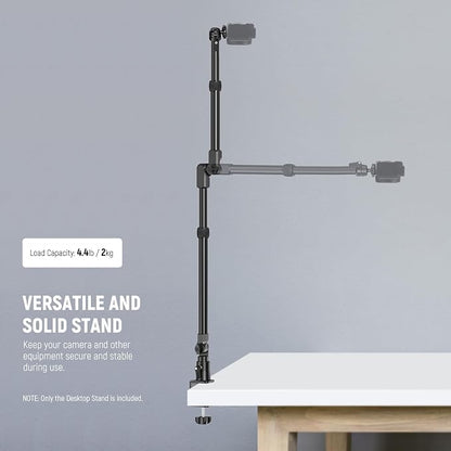 NEEWER 45.5" Overhead Camera Desk Stand, Aluminum 4 Section Magic Mic Boom Arm with C Clamp Mount Holder, for Webcam LED Light Microphone Streaming Zoom Video Recording, Max Load 4.41lb, DS023